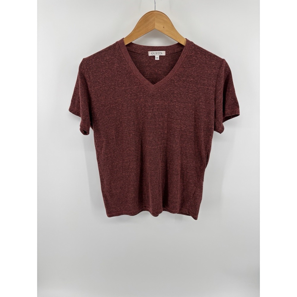 Gustin Short Sleeve V Neck Tee Shirt Sz S Tri Blend USA Made Dadcore Preppy